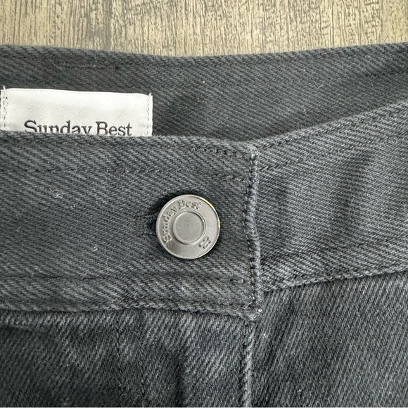 Aritzia Sunday Best High Rise Straight Tapered Leg Jeans Denim Black Size 6 - Picture 4 of 13